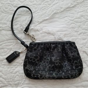 Coach Metallic Black/Silver Mini Wristlet/Wallet
